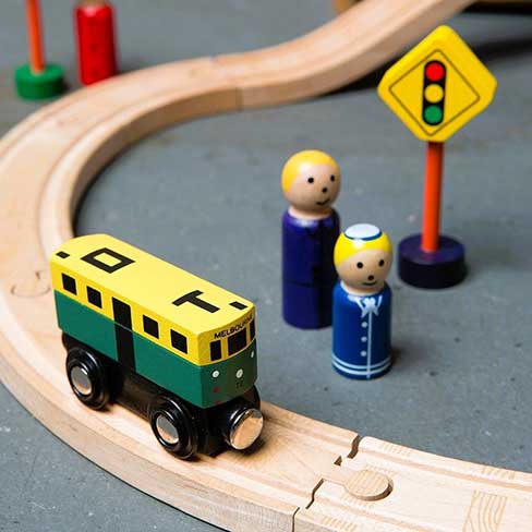 make me iconic wooden toy Melbourne mini tram 6